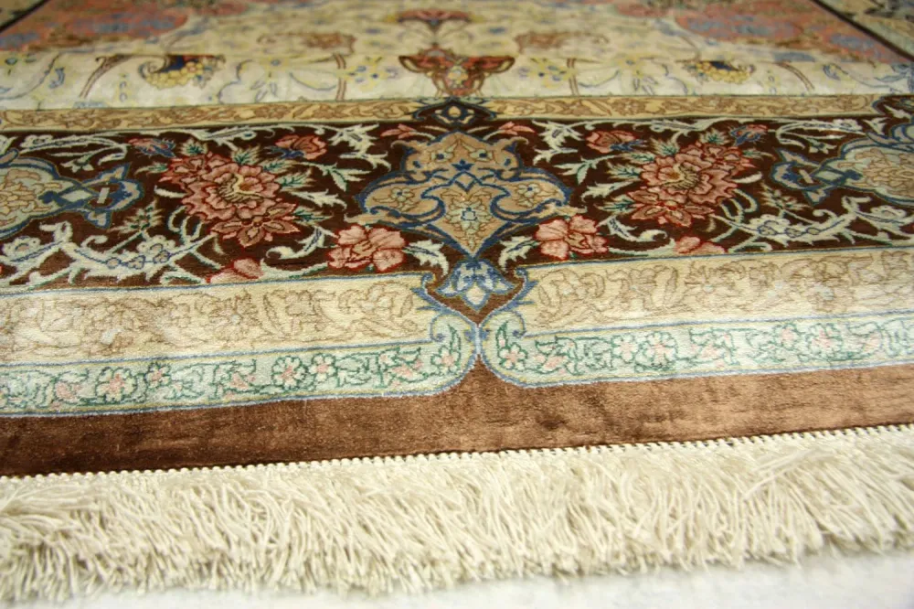 Jedwabny dywan - Ghom Silk - Premium - 240 x 155 cm - beżowy
