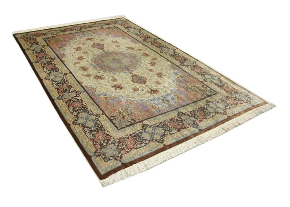 Jedwabny dywan - Ghom Silk - Premium - 240 x 155 cm - beżowy