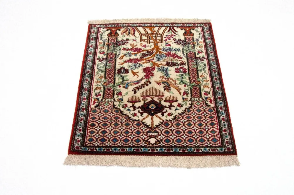 Jedwabny dywan - Ghom Silk - Premium - 77 x 57 cm - beżowy