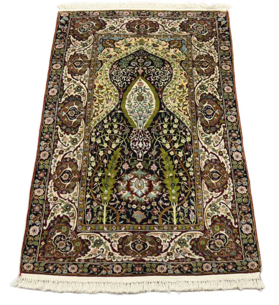Jedwabny dywan - Kashmir Silk - 152 x 98 cm - czarny
