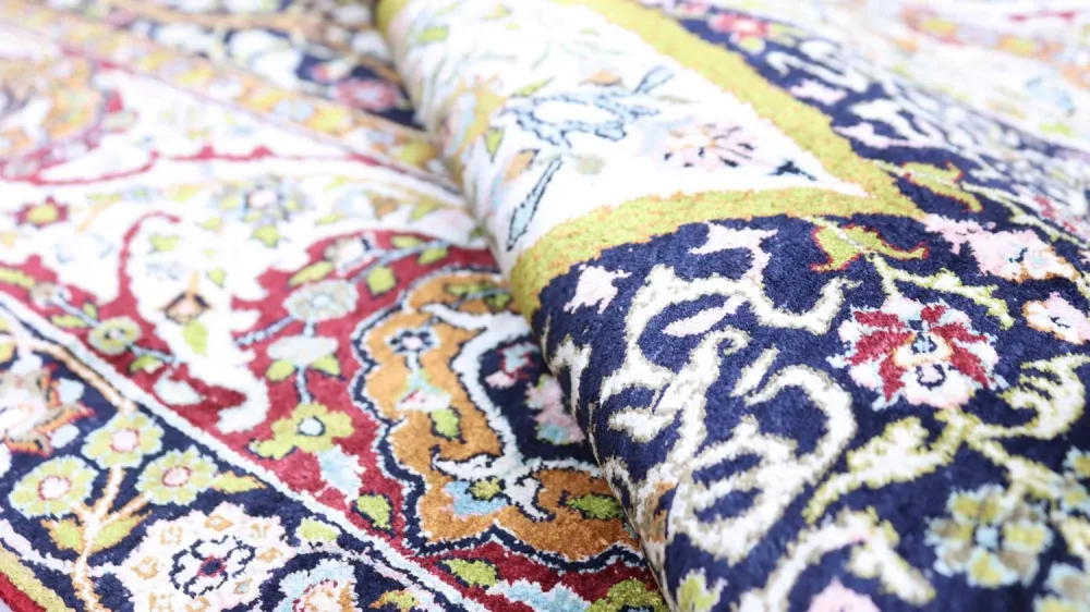 Jedwabny dywan - Kashmir Silk - 152 x 98 cm - czarny