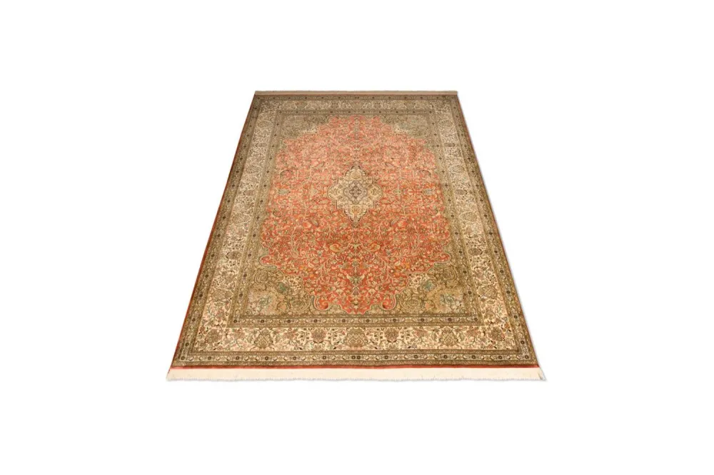 Jedwabny dywan - Kashmir Silk - 244 x 168 cm - pomarańczowy