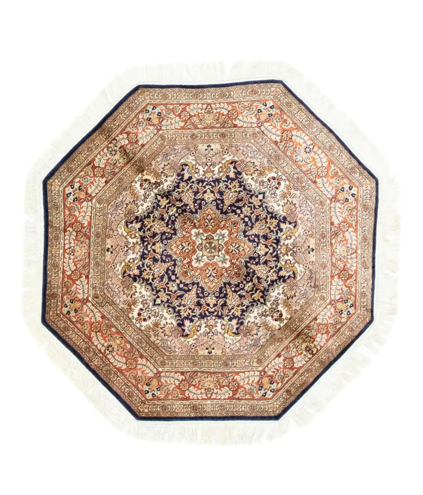 Jedwabny dywan - Kashmir Silk kształt specjalny - 127 x 125 cm - niebieski