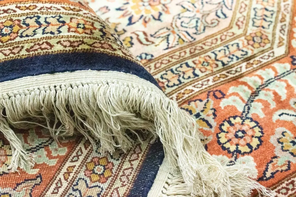 Jedwabny dywan - Kashmir Silk kształt specjalny - 127 x 125 cm - niebieski