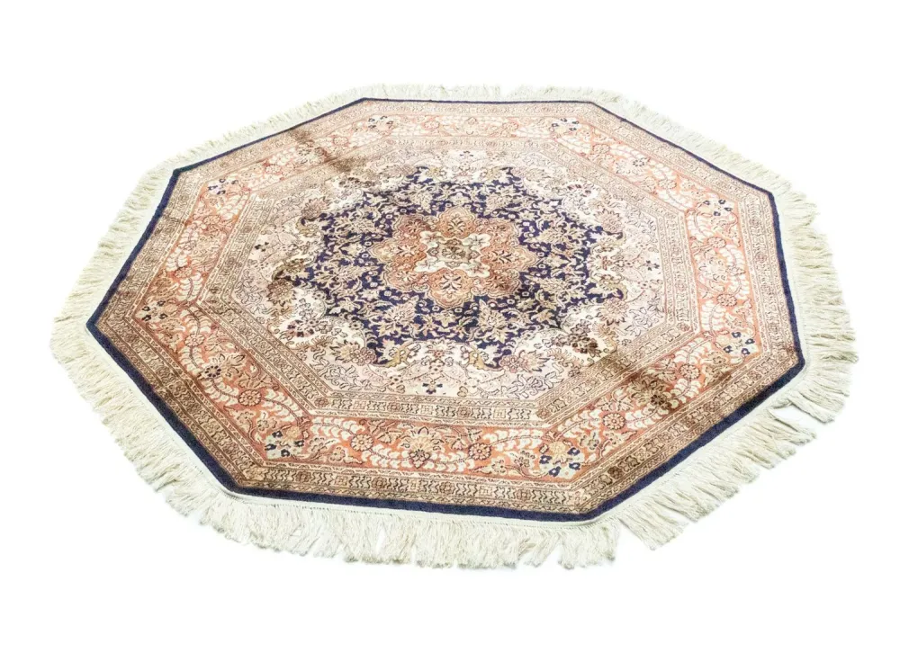 Jedwabny dywan - Kashmir Silk kształt specjalny - 127 x 125 cm - niebieski
