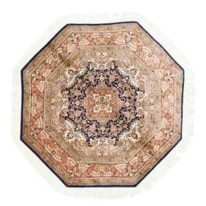 Jedwabny dywan - Kashmir Silk kształt specjalny - 127 x 125 cm - niebieski