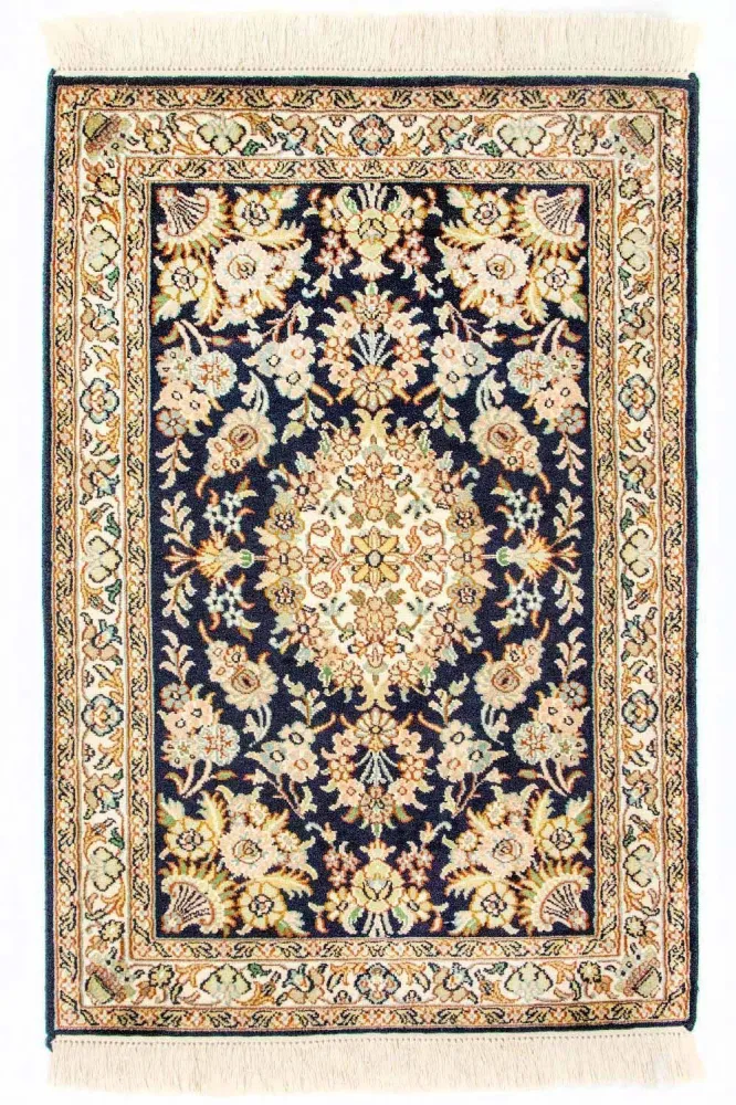 Jedwabny dywan - Kashmir Silk - 98 x 63 cm - niebieski