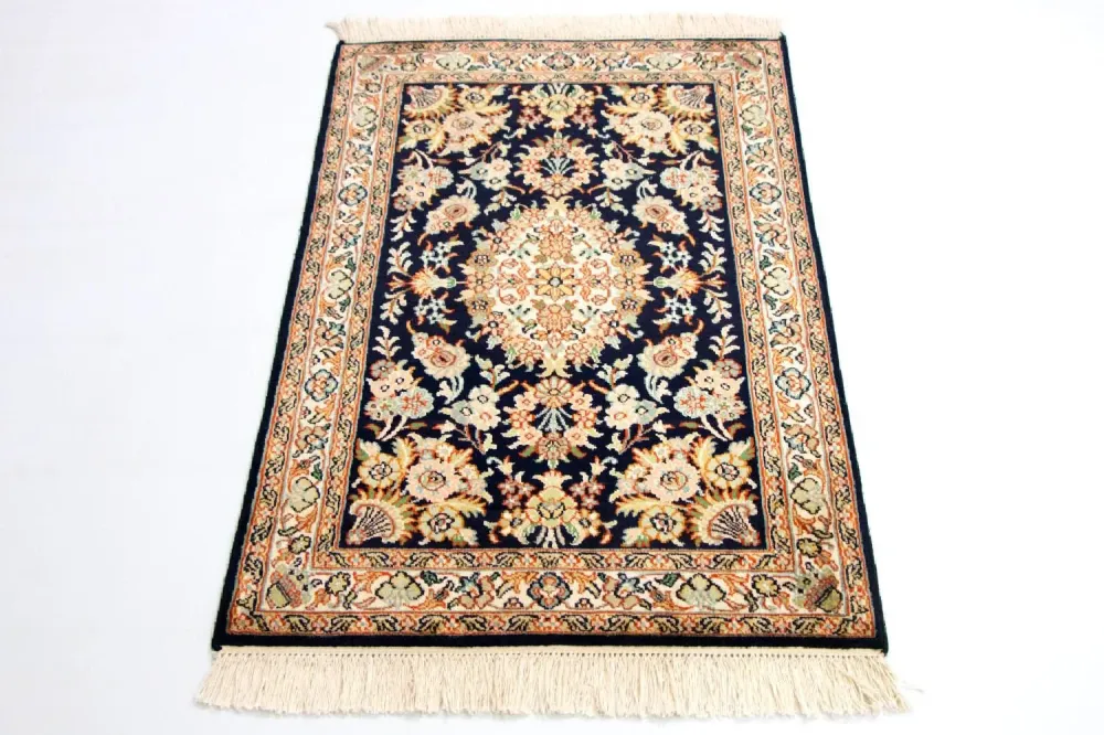 Jedwabny dywan - Kashmir Silk - 98 x 63 cm - niebieski