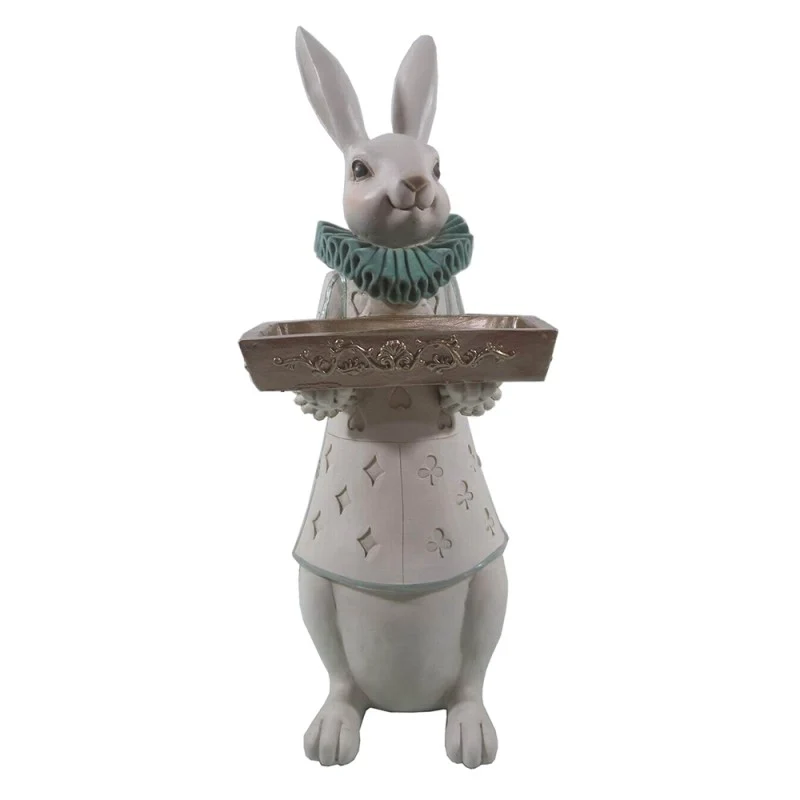 Króliczek figurka z tacą miętowy 37 cm Clayre & Eef