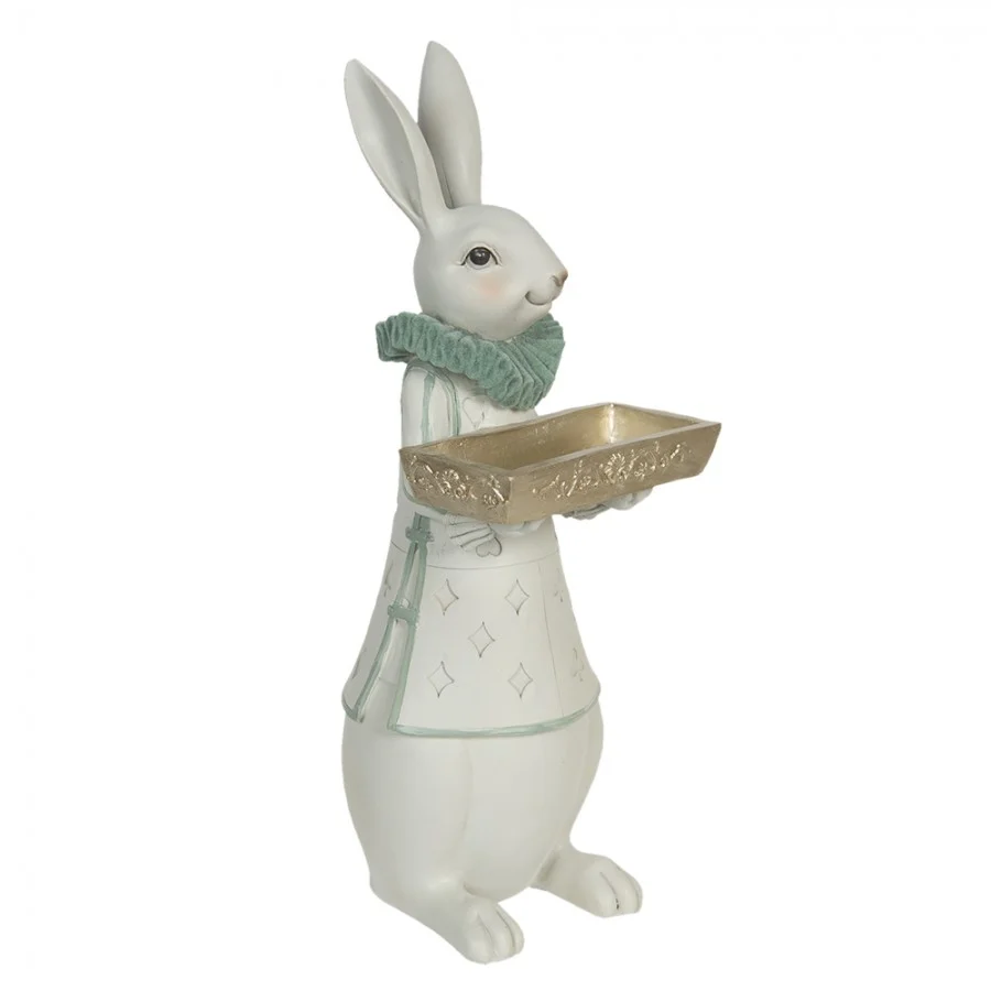 Króliczek figurka z tacą miętowy 37 cm Clayre & Eef