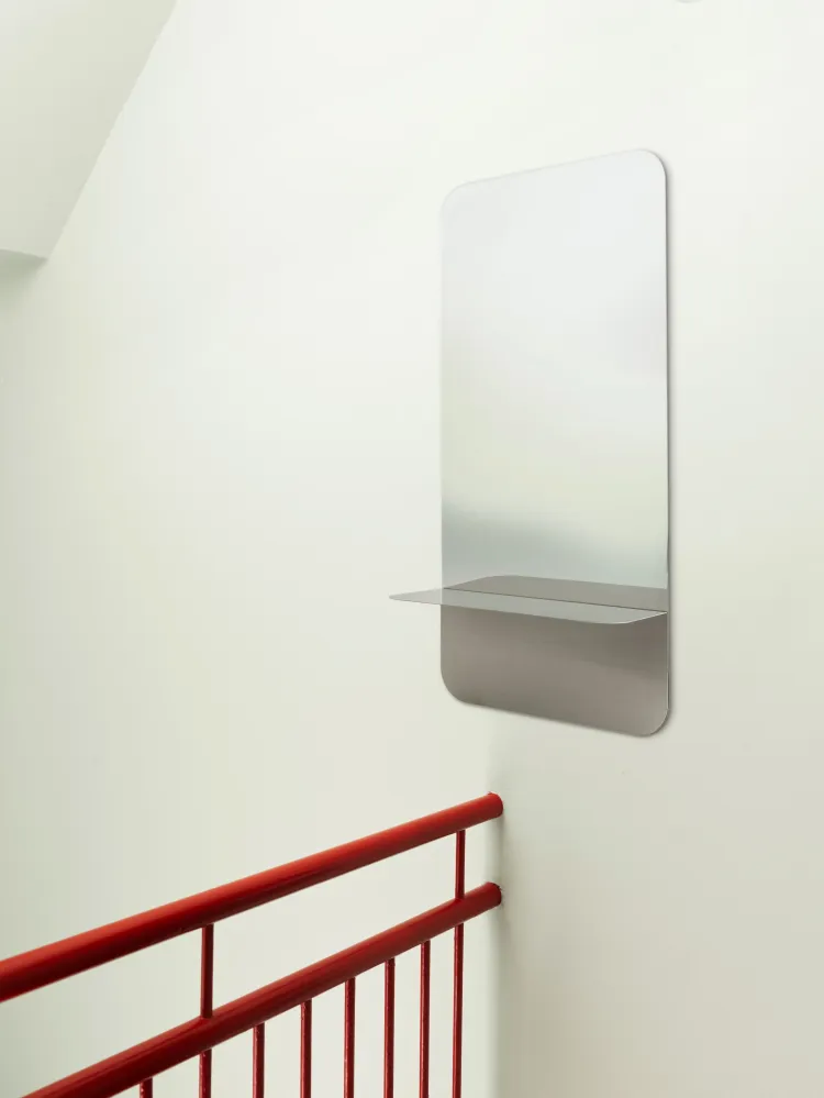 Lustro z półką HORIZON VERTICAL srebrny