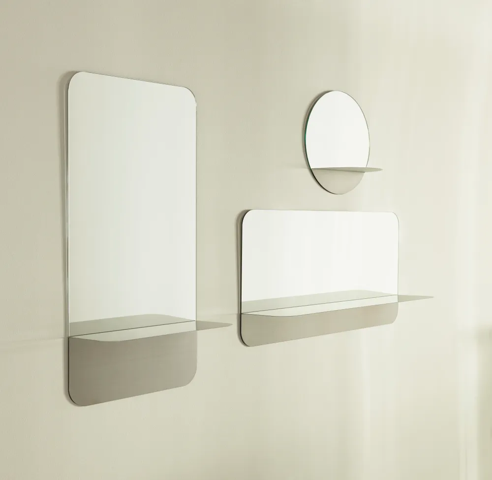 Lustro z półką HORIZON VERTICAL szary