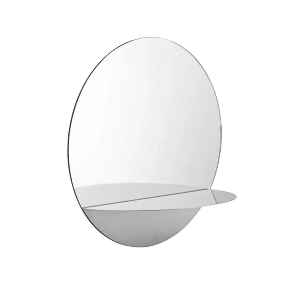 Lustro okrągłe z półką HORIZON ROUND srebrny