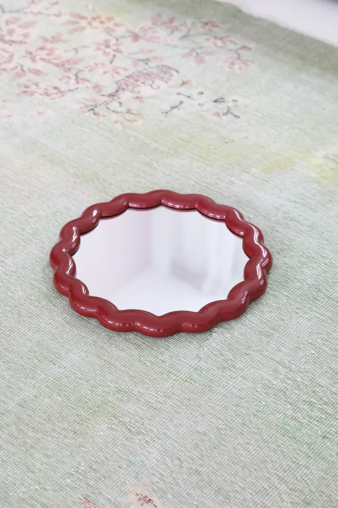 Lustro okrągłe ZIGZAG burgundowy