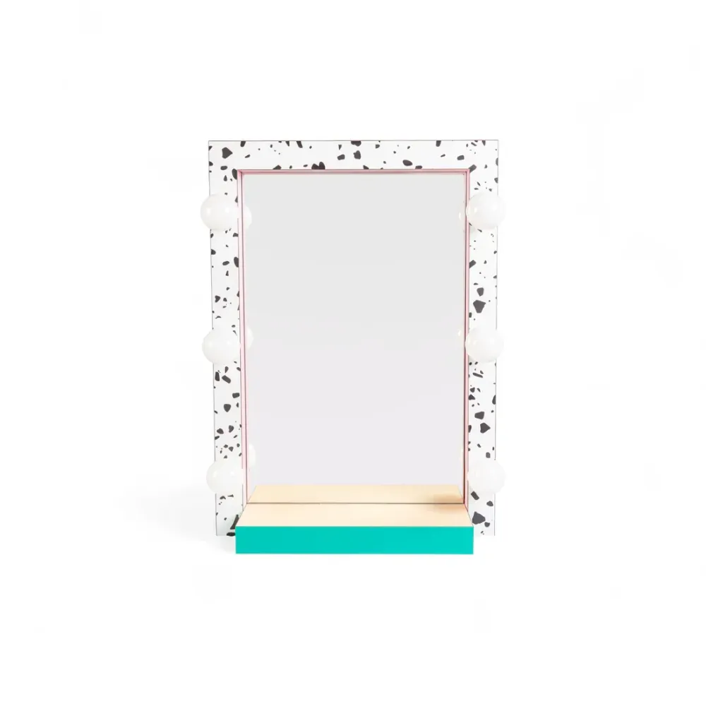 Lustro SUPERMIRROR TERRAZZO biały z różowym i turkusowym