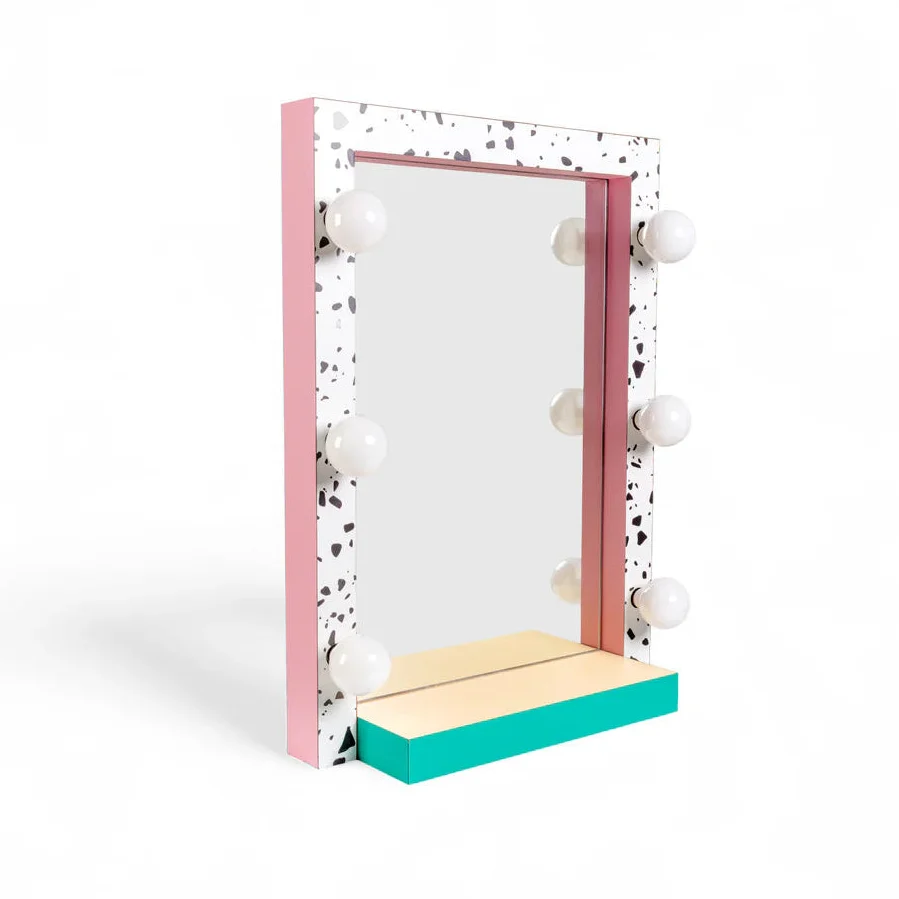 Lustro SUPERMIRROR TERRAZZO biały z różowym i turkusowym