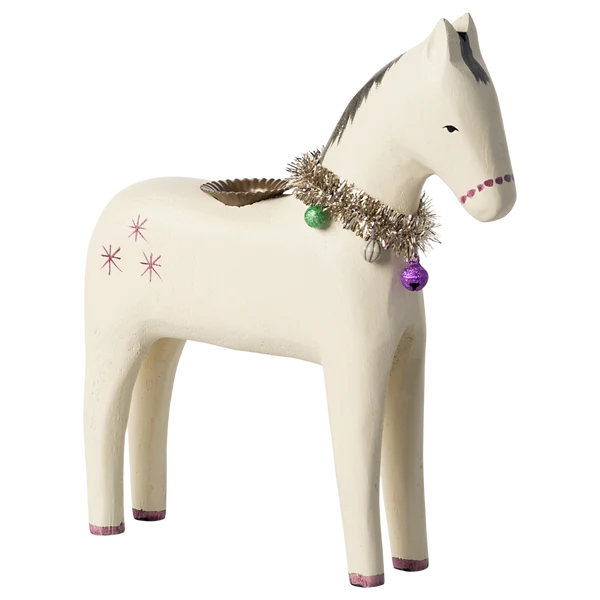 Maileg - Drewniany świecznik bożonarodzeniowy Konik 16 cm