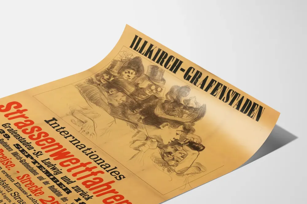 Międzynarodowy plakat wyścigu kolarskiego Illkirch-Grafenstaden 1895