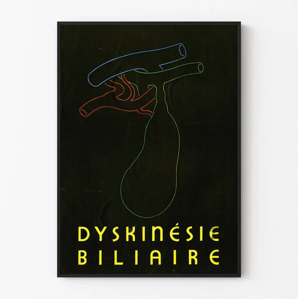 Minimalistyczny plakat medyczny dyskinezy żółciowej