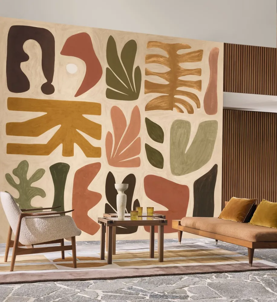 Mural z abstrakcyjnym wzorem JORGE zielony