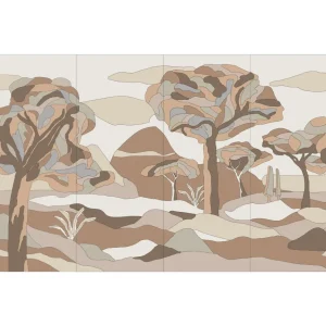 Mural z forniru UNDER SYCAMORE TREE brązowy