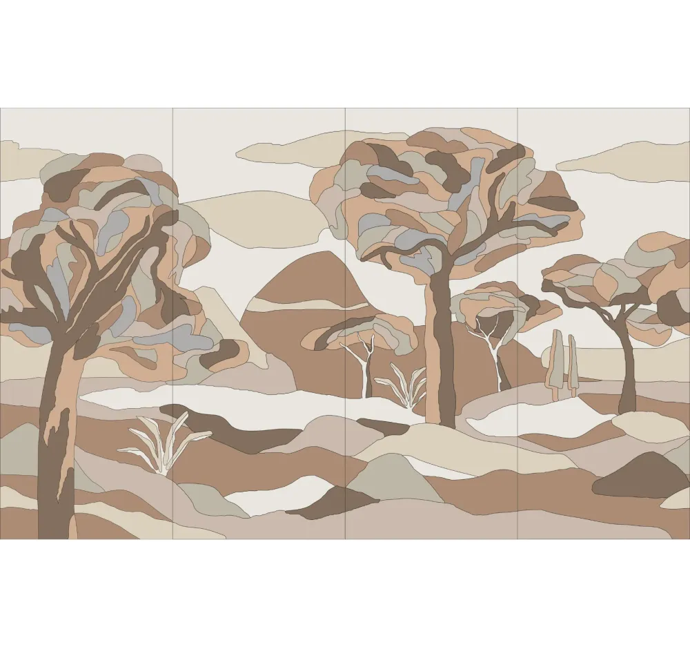 Mural z forniru UNDER SYCAMORE TREE brązowy