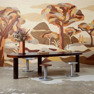 Mural z forniru UNDER SYCAMORE TREE pomarańczowy