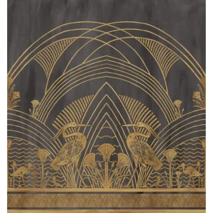 Mural w stylu art déco ELEPHANTINE czarny ze złotym