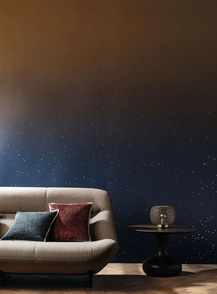 Mural tekstylny gradient z motywem nieba ASTRAL SOLAIRE niebieski z szarym