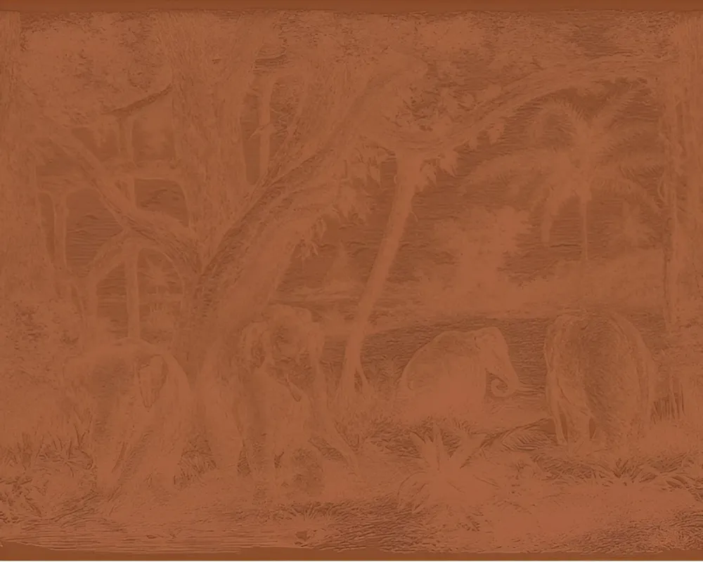 Mural tekstylny strukturalny 3D z motywem zwierzęcym MAXIMUS - TERRACOTTA terakota