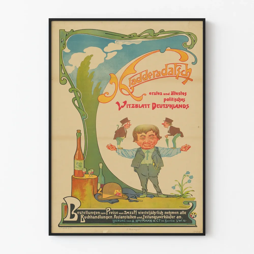Niemiecki plakat vintage Kladderadatsch - Pierwszy niemiecki satyryczny magazyn polityczny