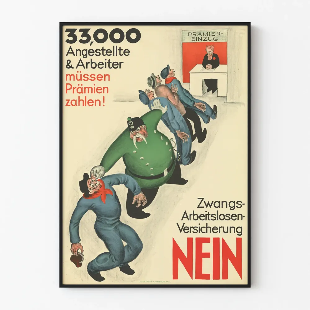 Niemiecki plakat vintage o składkach pracowników