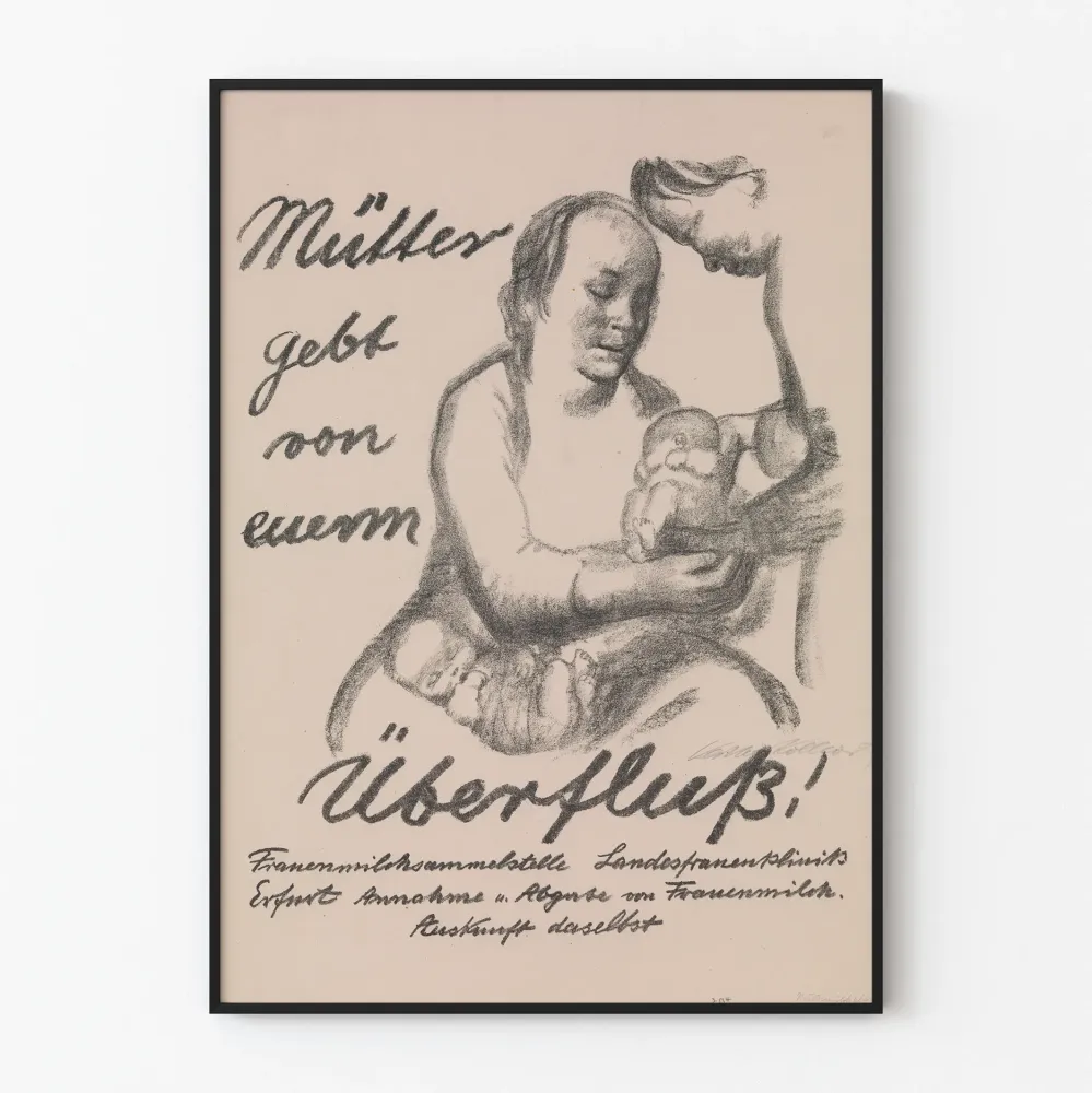 Niemiecki plakat vintage na temat macierzyństwa i obfitości