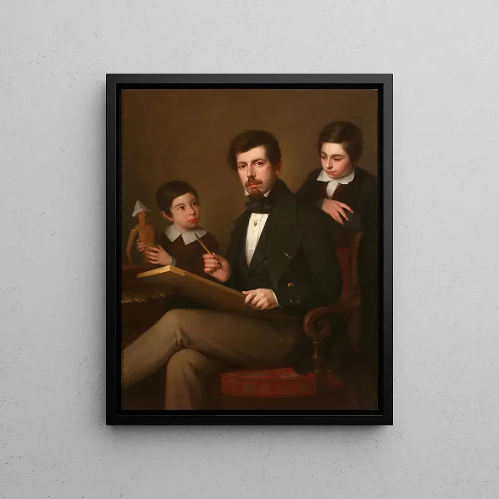 Obraz autoportret z synami Carlosem i Vicente'em - Antonio Marí Esquivel | Druk artystyczny