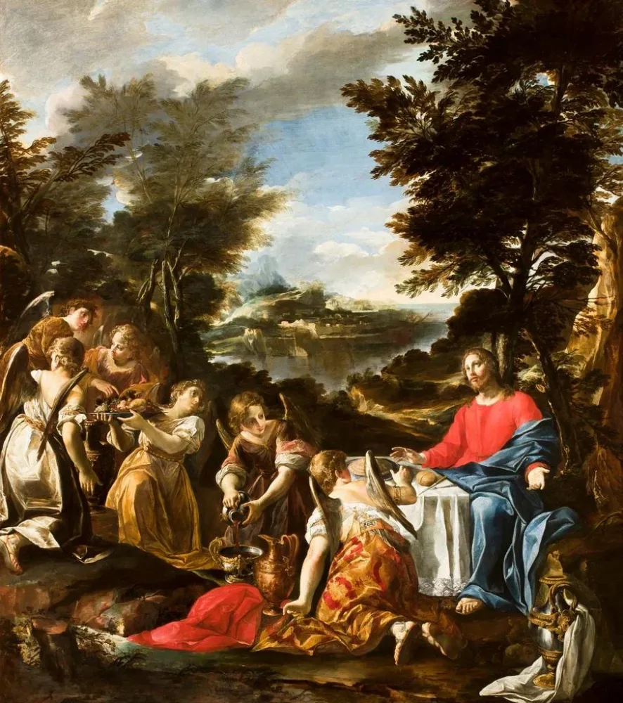 Obraz Le Christ servi par les anges - Anonyme | Druk artystyczny