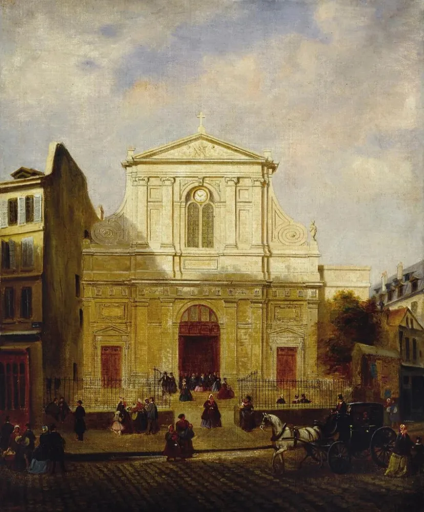 Obraz La façade de l'église des Blancs-Manteaux 1865 - Anonyme | Druk artystyczny