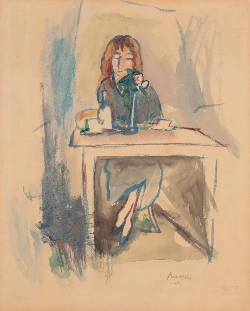 Obraz Hermine David, la robe bleue - Jules Pascin | Druk artystyczny