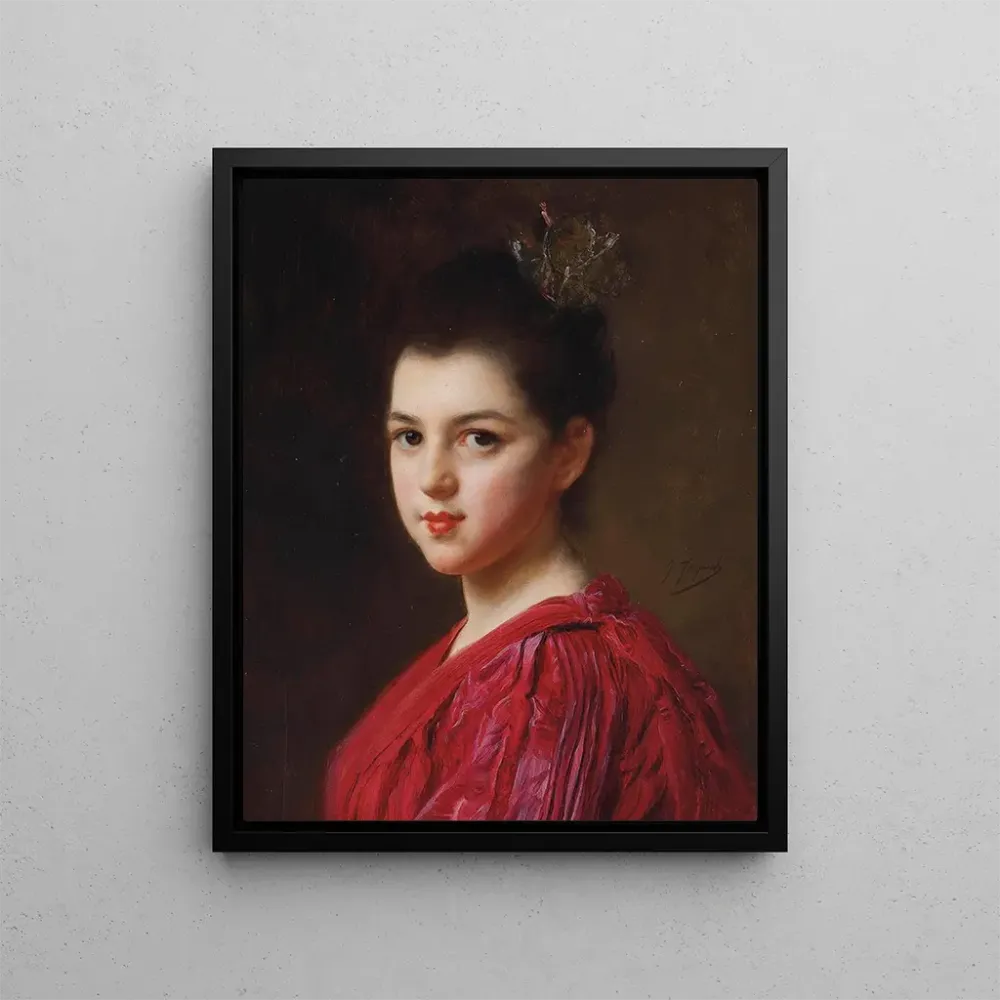 Obraz Kobieta w czerwonej sukni - Gustave Jean Jacquet | Druk artystyczny
