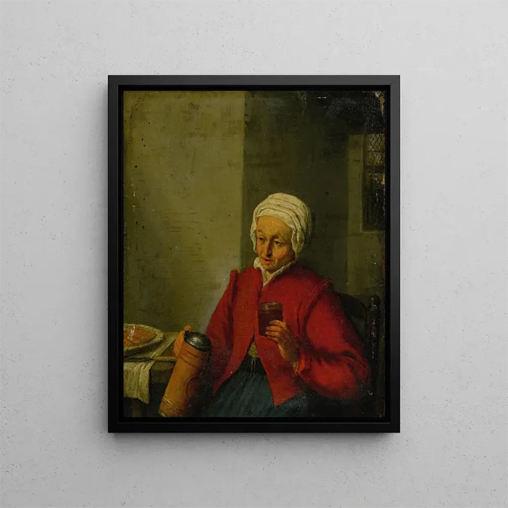 Obraz Kobieta trzymająca dzban i filiżankę - Adriaen van Ostade | Druk artystyczny
