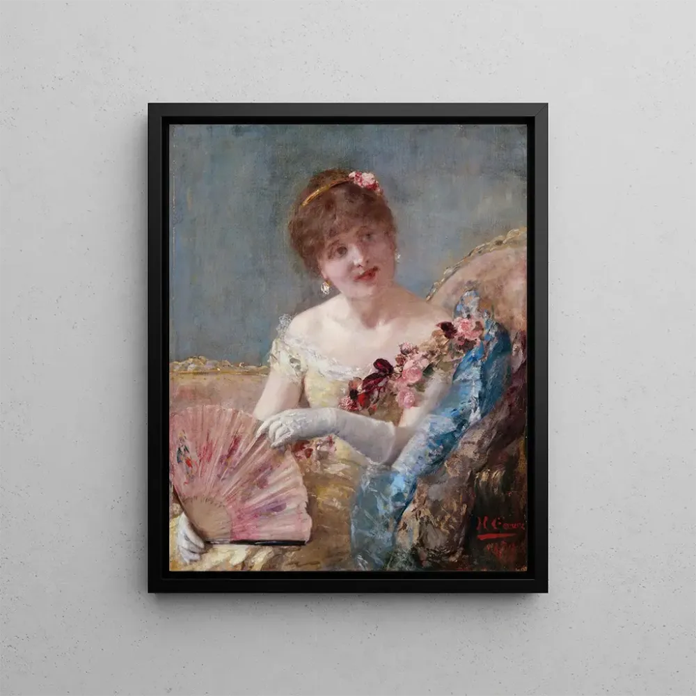 Obraz Kobieta z wachlarzem: Portret Réjane - Henri Gervex | Druk artystyczny