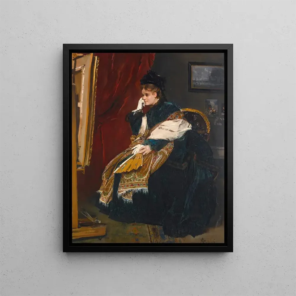 Obraz Kobieta w zieleni w pracowni - Alfred Stevens | Druk artystyczny