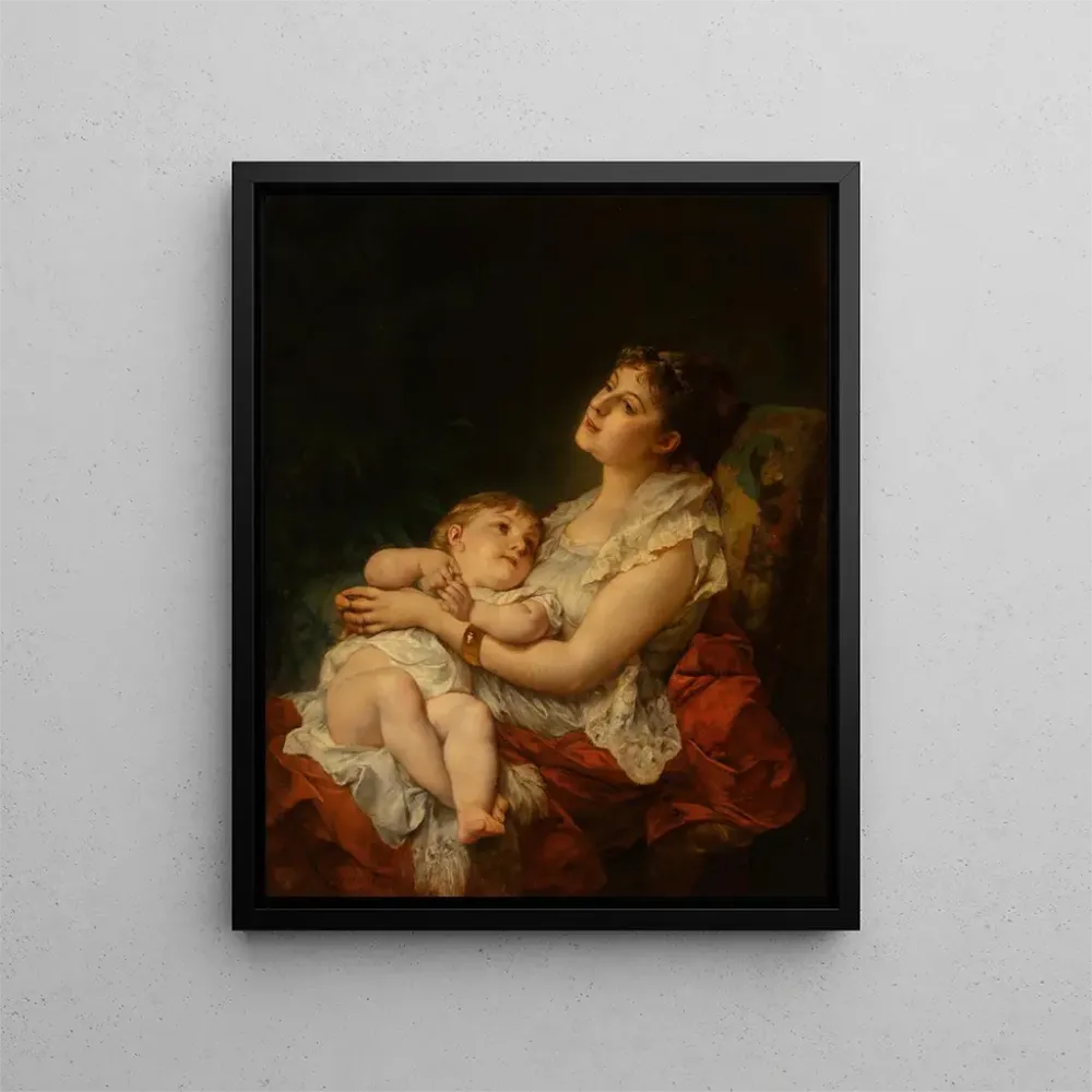 Obraz L'amour d'une mère - Adolphe Jourdan | Druk artystyczny