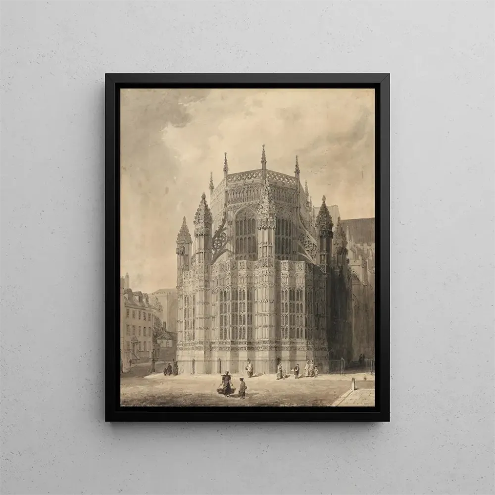 Obraz L'zewnątrz kaplicy Henry'ego VII w opactwie Westminster - Augustus Charles Pugin | Druk artystyczny