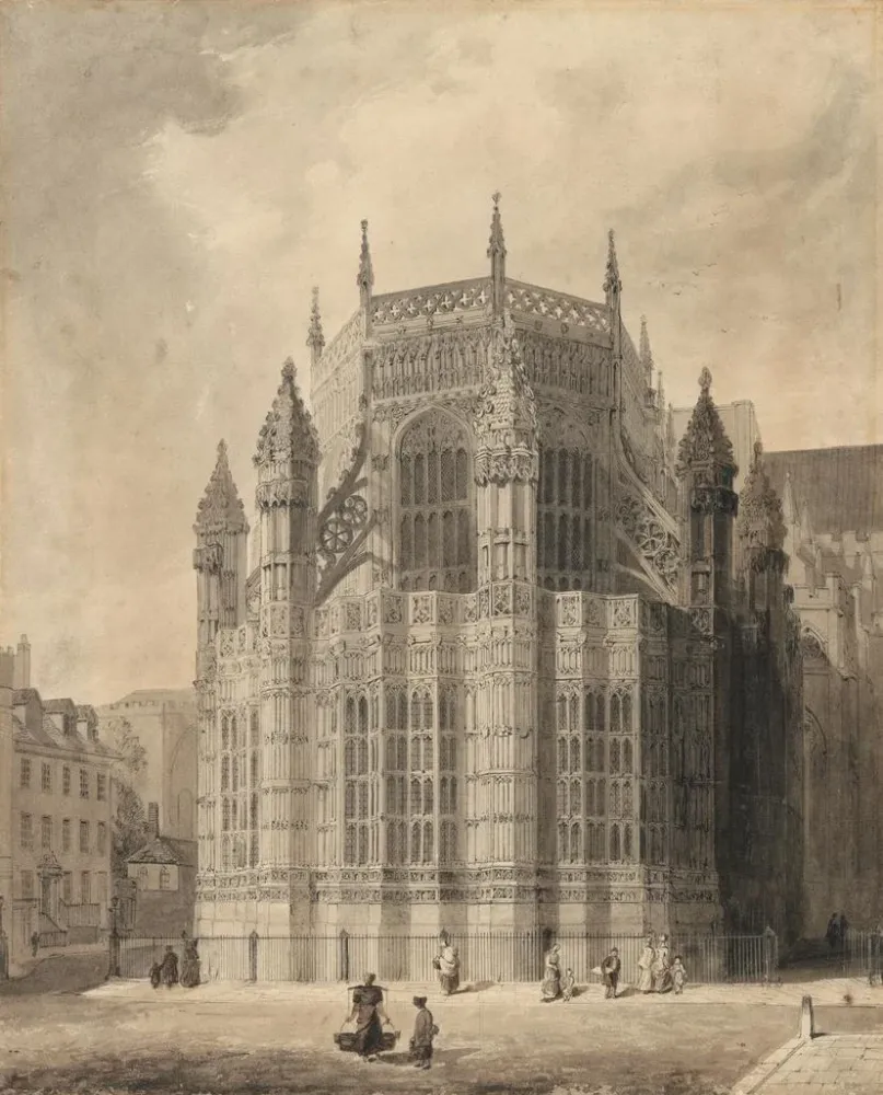 Obraz L'zewnątrz kaplicy Henry'ego VII w opactwie Westminster - Augustus Charles Pugin | Druk artystyczny