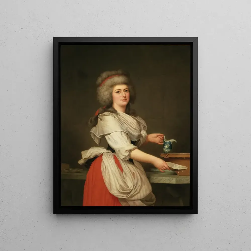 Obraz Madame . Aughi, przyjaciółki królowej Marie-Antoinette, jako mleczarka w Królewskiej Mleczarni w Trianon - Adolf Ulr...