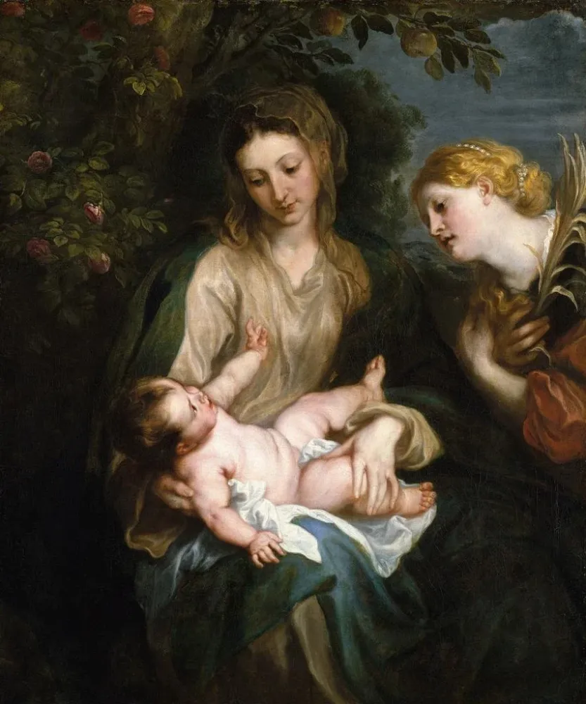 Obraz Matka Boż z Dzieciątkiem z świętą Katarzyną z Aleksandrii - Antoine van Dyck | Druk artystyczny