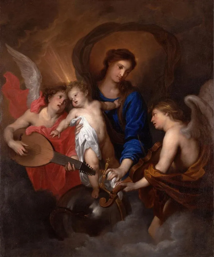 Obraz Matka Boska z Dzieciątkiem i muzykującymi aniołami - Antoine van Dyck | Druk artystyczny
