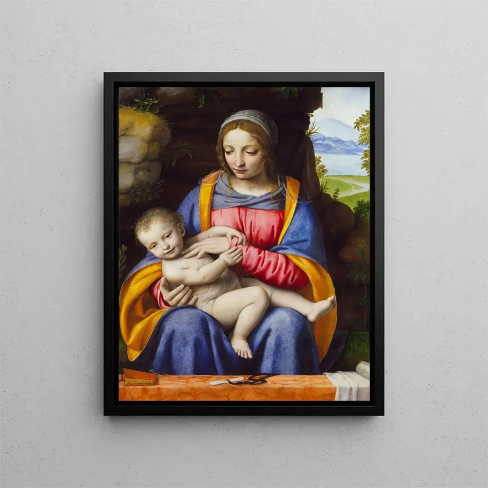 Obraz Matka Boska z Dzieciątkiem na tle krajobrazu - Bernardino Luini | Druk artystyczny