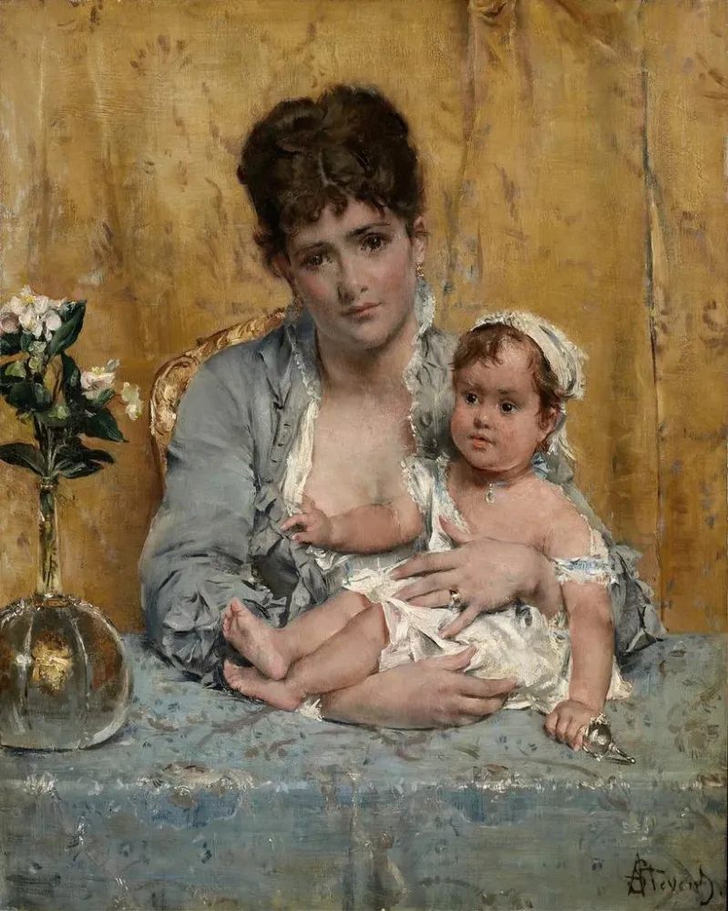 Obraz Matka i dziecko - Alfred Stevens | Druk artystyczny