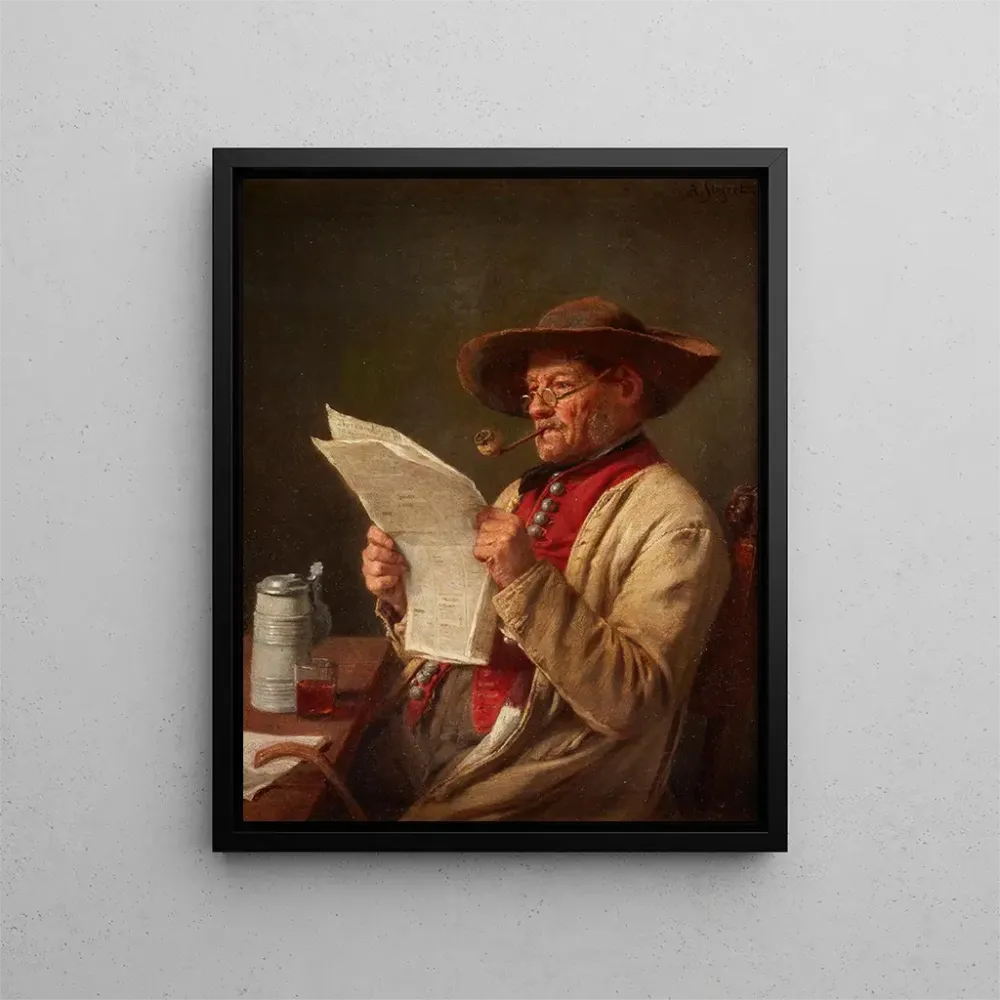Obraz Mężczyzna czytający wiadomości - August Friedrich Siegert | Druk artystyczny